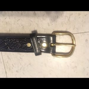 Embossed Leather Belt Pine Tree Pattern